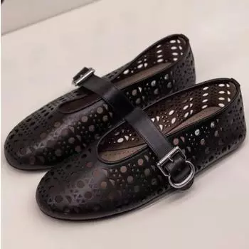 Французские балетки с полым носком, пряжка на плоской подошве, туфли Мэри Джейн с неглубоким носком, женская дизайнерская обувь 40 белый