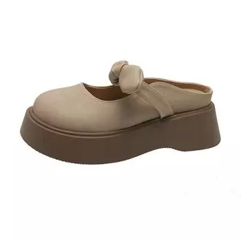 Французские бантики, сумка-голова, полутапочки, женская уличная обувь, 2025, новая весна-лето, толстая подошва с юбкой, сандалии Мэри Джейн 35