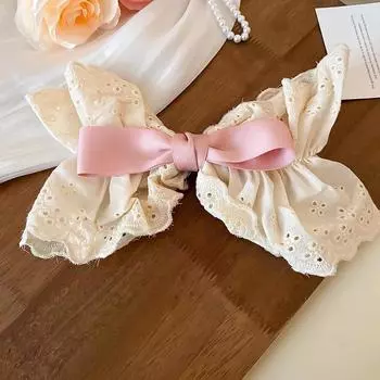 Французские белые кружевные заколки для волос с большим бантом для женщин, модные, персонализированные, пружинные, универсальные, повседневные, аксессуары для волос для девушек