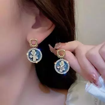 Французские блестящие кристаллы циркона, висячие серьги с цветком для женщин, золотые круглые геометрические висячие серьги, ювелирные изделия