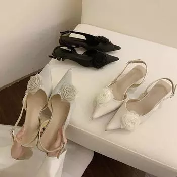 Французские босоножки-мешки на высоком каблуке, сказочные туфли 2025 года, новинка весны и лета, заостренный дизайн, нежные вечерние туфли 35 светло-зеленый