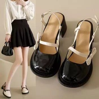 Французские босоножки на высоком каблуке женские весенне-летние новые туфли Мэри Джейн фея ветер нежные босоножки с надписью мешок голова 35 бежевый