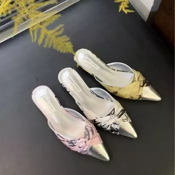 Французские босоножки премиум-класса Bag Head Туфли-феи Атласные туфли на высоком каблуке Вечерние туфли 35 серебряный