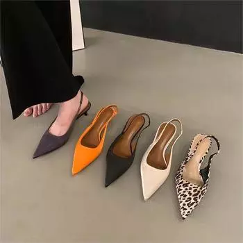 Французские босоножки с заостренным носком на высоком каблуке, туфли-мешки, новинка лета 2024 года, ретро-темперамент, нишевая обувь на тонком каблуке с острым носком 35 абрикосовый