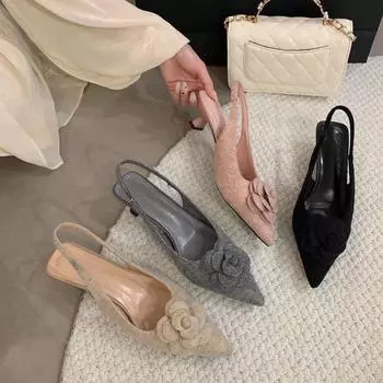 Французские босоножки Xiaoxiangfeng на высоком каблуке с заостренным носком, туфли-лодочки, новинка весны и лета 2025 года 35 серый