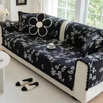 Французские диванные подушки, синельные диванные полотенца, универсальные круглый год, жаккардовые противоскользящие чехлы для диванов, пыленепроницаемые для домашнего использования 70x70cm 1pcs