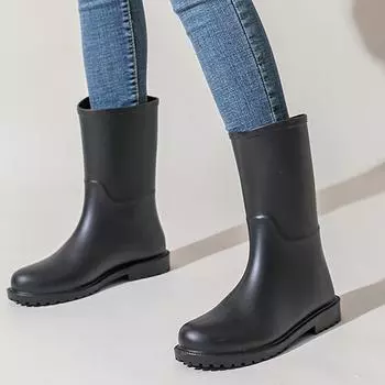 Французские дождевые туфли женские модные уличные водонепроницаемые дождевые туфли средние бочонки водные туфли обувь для верховой езды 37 чёрный