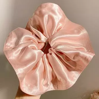 Французские Элегантные Розовые Сатиновые Резинки для Волос Женские Большие Аксессуары для Волос Резинки для Волос Большого Размера Роскошные Большие Повязки для Волос