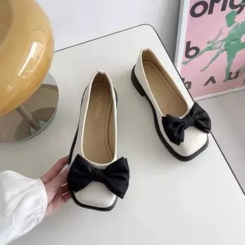 Французские квадратные носки, маленькие кожаные туфли, женская весенняя мода в британском стиле, универсальные рабочие туфли-педали, туфли для поездок на работу 35 абрикосовый