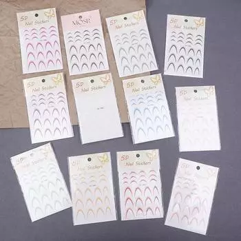 Французские линии 3D наклейки для ногтей розовые, красные, черные, зеленые, оранжевые Y2K самоклеящиеся слайдеры маникюр Y2K французский нейл-арт декоративная наклейка SD-1954