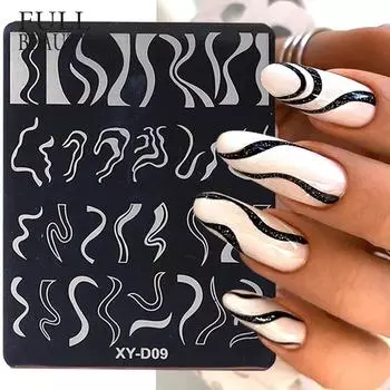 Французские линии, стиль, штампы для дизайна ногтей, лист, цветок, трафареты из нержавеющей стали, инструменты для печати изображений, маникюра