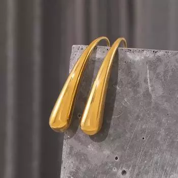 Французские маленькие и нежные серьги-капли для женщин, титановая сталь с покрытием из настоящего золота 18 карат, простые украшения для ушей