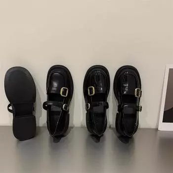 Французские мягкие туфли Мэри Джейн на плоской подошве, женские весенние черные туфли в британском стиле, маленькие кожаные туфли 35