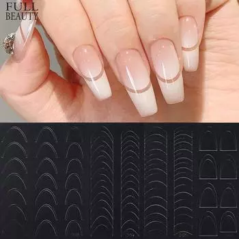 Французские наклейки для ногтей Бабочка Сердце Звезда Дизайн Клейкие слайдеры Наклейки для дизайна ногтей Украшения для маникюра