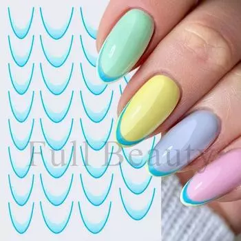 Французские наклейки для ногтей, наклейки для дизайна ногтей, красочные слайдеры, декор для маникюра