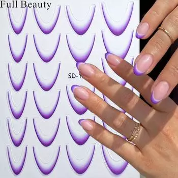 Французские наклейки для ногтей, наклейки для дизайна ногтей, красочные слайдеры, декор для маникюра