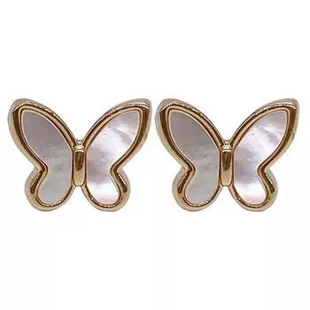 Французские натуральные серьги-бабочки из ракушек. Простой и холодный стиль. Изысканные и компактные серьги для женщин.