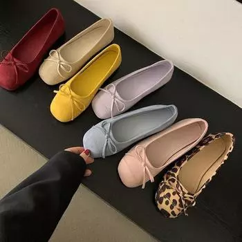 Французские нежные синие туфли-лодочки на плоской подошве, балетки ранней весны, новые женские туфли с мягкой подошвой и неглубоким горлом, женские туфли 35 красный