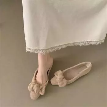 Французские нежные сказочные ветры пушистые туфли женская верхняя одежда 2024 новые квадратные банты вечерние туфли с мягкой подошвой одинарные туфли на платформе 35 чёрный