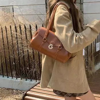 Французские нишевые легкие роскошные сумки женские пожилые сумки Sense через плечо в стиле ретро, сумка-багет подмышкой коричневый