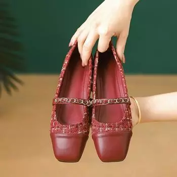 Французские одинарные туфли женские дизайнерские туфли Sense Niche Spring Ladyshoes цветные ретро туфли Мэри Джейн 35 красный
