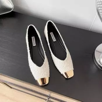 Французские остроносые одинарные туфли женские летние туфли на плоской подошве с небольшим носком для легкого ветра с мягкой подошвой 35 абрикосовый