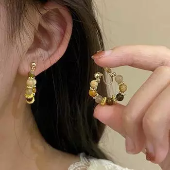 Французские персональные серьги-зажимы для ушей с геометрическим узором «Джокер» из бисера, женские серьги без пирсинга в ушах