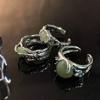 Французские плиссированные винтажные ювелирные изделия нерегулярные регулируемые кольца на палец модные зеленые открытые кольца для женщин 01