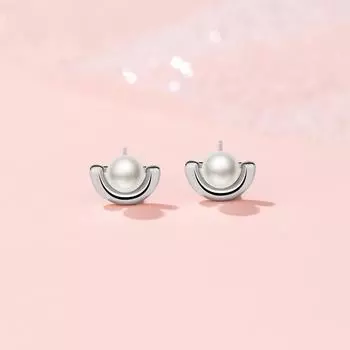 Французские полукруглые геометрические серьги-гвоздики с имитацией жемчуга, женские простые серьги Niche Ins Temperament