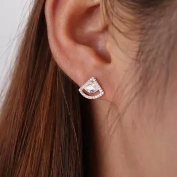 Французские ретро циркониевые полые веерообразные серьги для женщин корейские нишевые простые темпераментные уши