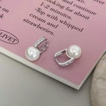 Французские ретро-имитация жемчуга циркон серьги пряжка женские легкие роскошные нишевые блестящие серьги темпераментные пригородные серьги