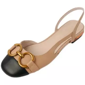 Французские ретро-сандалии Baotou с ремешком на спине Horsebit, женские сандалии из натуральной кожи с прострочкой, на низком каблуке, офисные туфли без застежек, женские сапожки 35