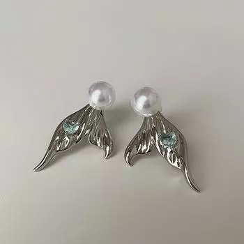 Французские ретро серьги-гвоздики с жемчугом «рыбий хвост» женские легкие роскошные элегантные модные темпераментные универсальные серьги