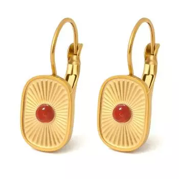 Французские ретро-серьги из нержавеющей стали квадратной формы для женщин, серьги из натурального камня, новые легкие, роскошные, высокого класса, геометрические серьги