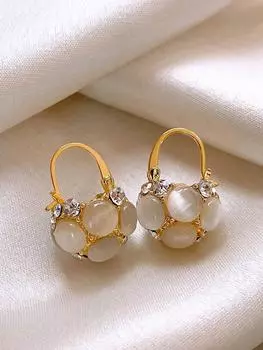 Французские ретро серьги с цветочным жемчугом для женщин, модные легкие роскошные серьги, универсальные высококачественные серьги