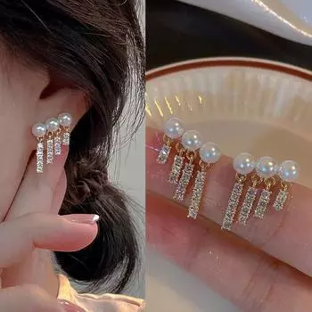 Французские ретро-серьги с жемчугом, женские, нишевые, легкие, роскошные, высококачественные, дизайнерские, чувственные серьги, темпераментные, простые, супер-сказочные серьги белый