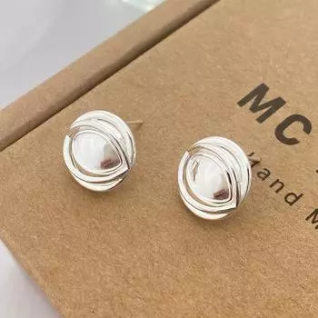 Французские ретро-серьги высокого класса, круглые, блестящие, геометрические серьги для года, нишевый дизайн
