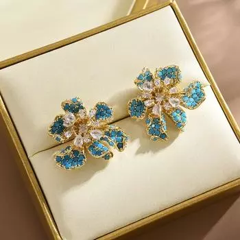 Французские ретро трехмерные цветочные гвоздики модные очаровательные темпераментные серьги-гвоздики