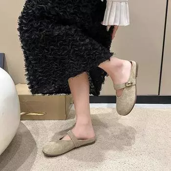 Французские ретро туфли-лодочки для женщин на весну 2025 года, с мягкой подошвой, желтые туфли на плоской подошве 35 серый