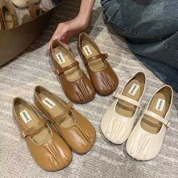 Французские ретро-туфли Мэри Джейн, женские летние туфли на плоской подошве в стиле бабушки, удобные шапочки на мягкой подошве 35 коричневый