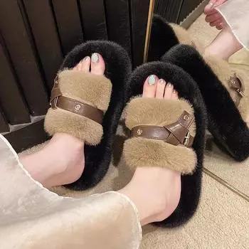 Французские ретро женские домашние тапочки новые модные женские туфли удобные теплые домашние хлопковые туфли зимние уличные повседневные туфли женские тапочки 35 хаки