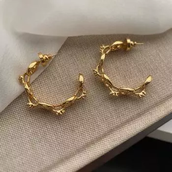 Французские Ретро Золотые Серьги с Белыми Циркониевыми Кругами, Подвески для Ушей из Латуни, Темпераментные Персонализированные Серьги для Женщин