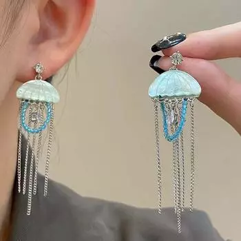 Французские роскошные изысканные женские серьги-джокеры с кисточками в форме медузы