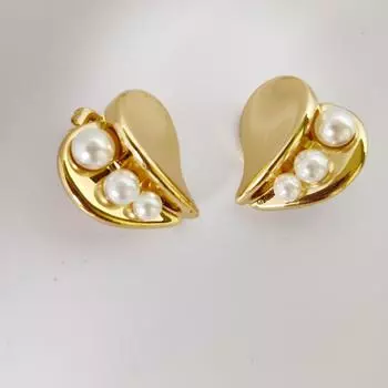 Французские серьги-гвоздики из титановой стали с жемчугом Love Pearl от кутюр 18K золотой