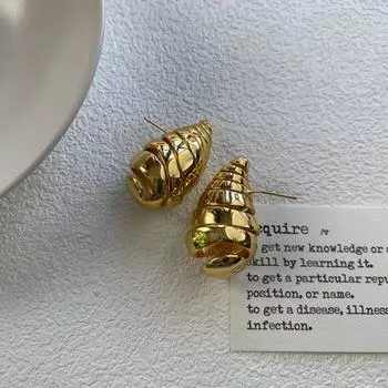 Французские серьги-капли из полого металла с резьбой премиум-класса, полые трехмерные геометрические серьги в форме торнадо