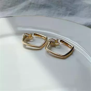 Французские серьги-клипсы для ушей, металлические геометрические серьги