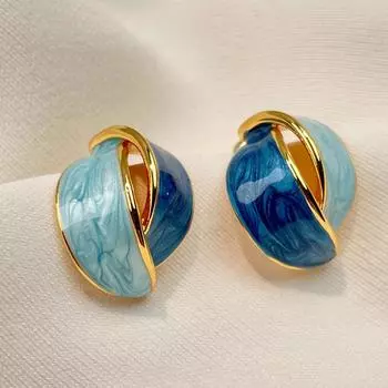 Французские серьги премиум-класса женские винтажные эмалевые серьги 2024 года новые светло-синие серьги класса люкс s925 серебряная игла