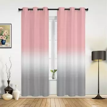 Французские шторы на окна розовые серые градиентные поп-шторы для гостиной, столовой, детской спальни, современные роскошные шторы для домашнего декора 100W130H(CM)40x51in&Hook