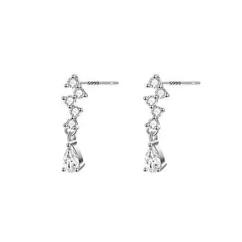 Французские сломанные бриллиантовые капли воды Изысканные маленькие свежие маленькие серьги-гвоздики Слезы феи Сияющий темперамент Стиль