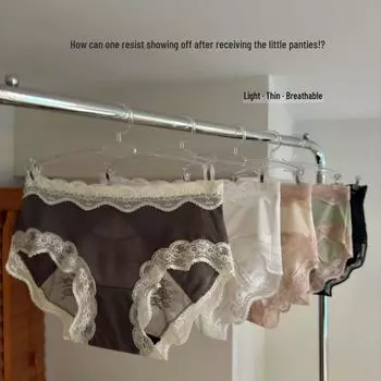 Французские трусики из кружева и сетки Pure Desire с низкой посадкой - Сексуальный, роскошный дизайн с вырезами XL (115-145 lbs)